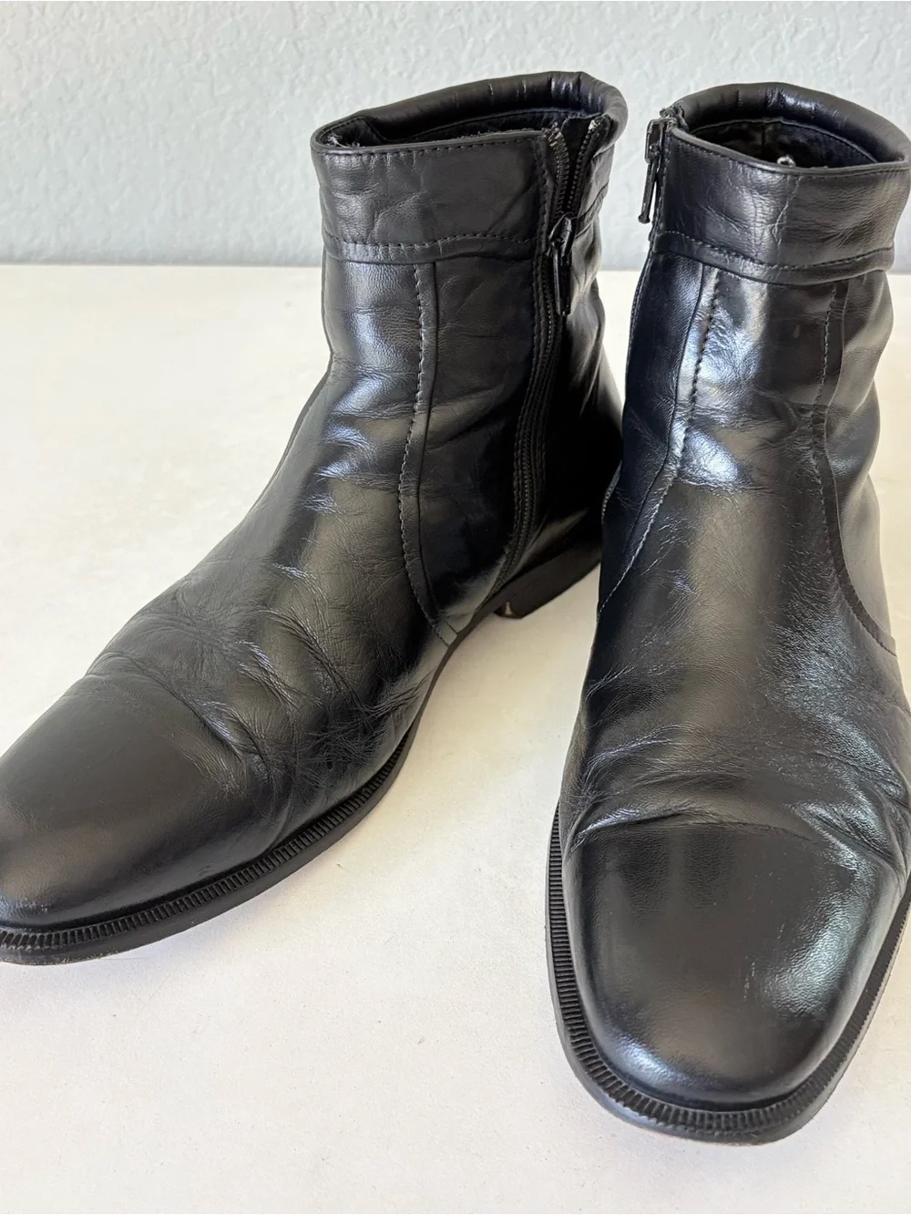 Broletto Black Full Leather Chukka Boots Zip Men’s Size 8 M Made in Italy